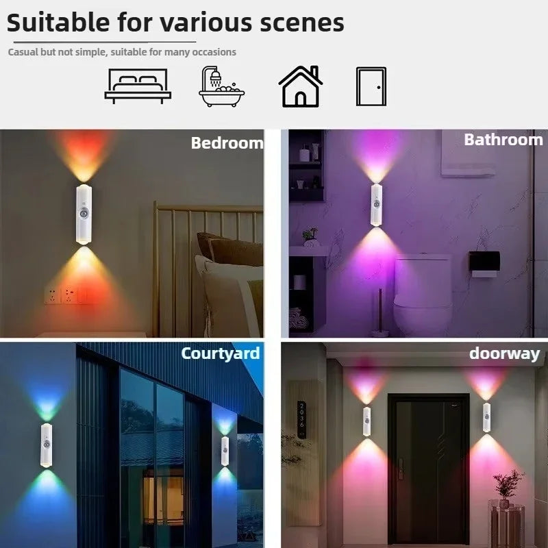 Cat Eye Dual Head Motion Sensor Wall Light 16 RGB Colors Auto On/Off