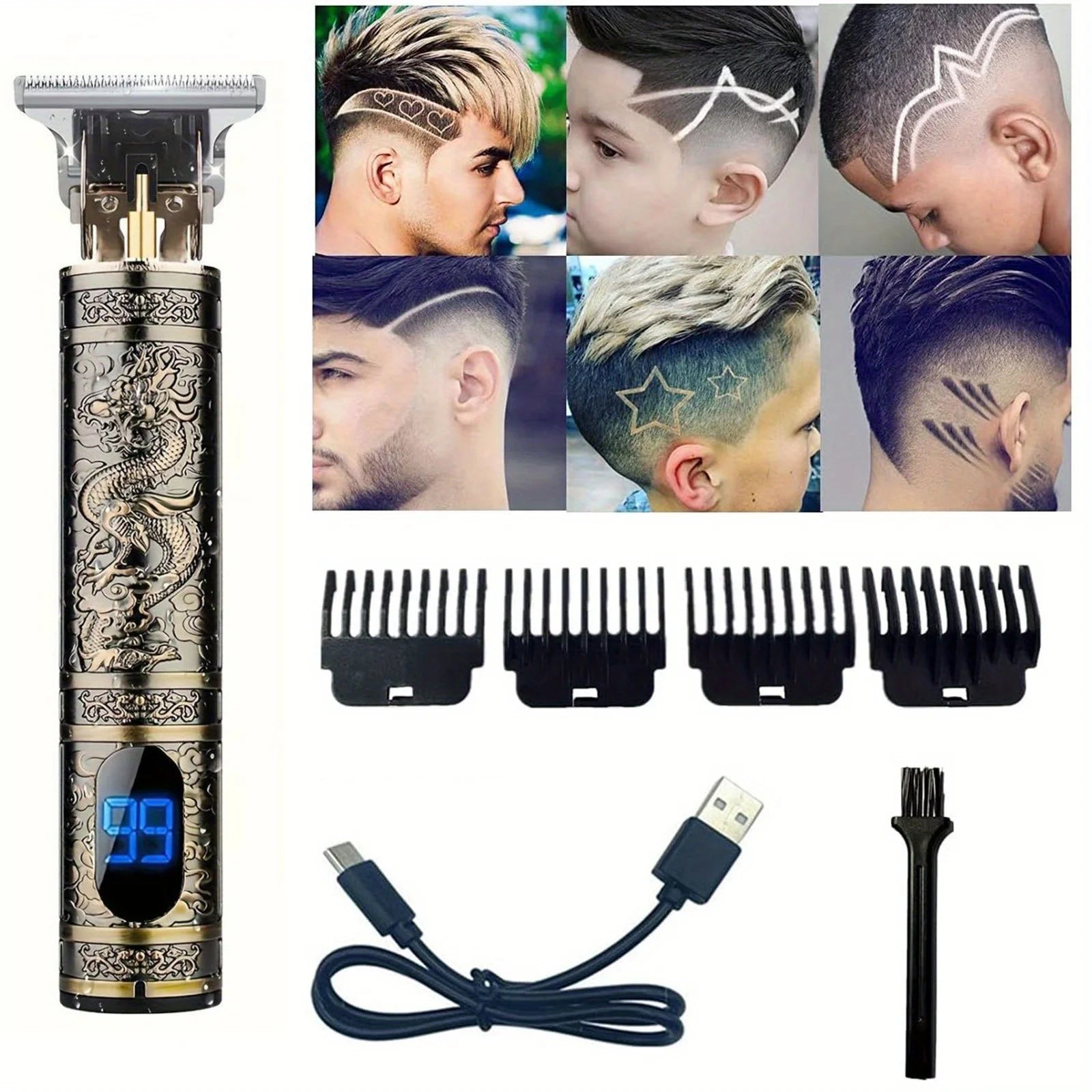 LCD Electric Rechargeable Sculpture Shaver And Hair Clipper For Men
