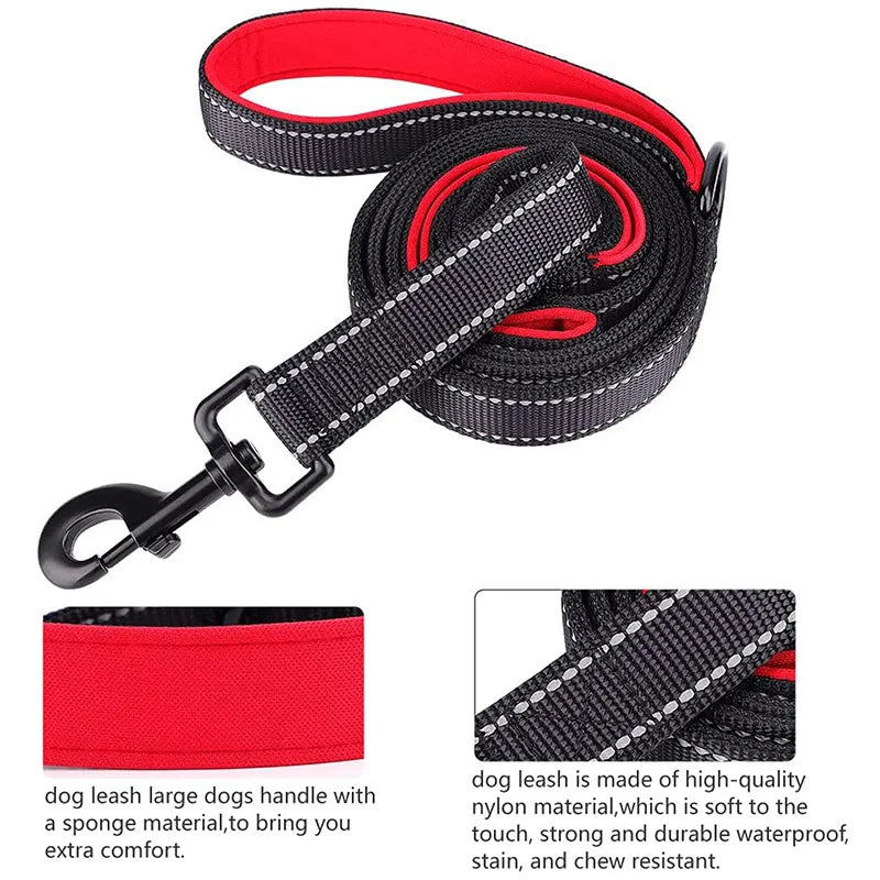 1.2/1.5/1.8m Heavy Duty Double Handle Nylon Dog Leash