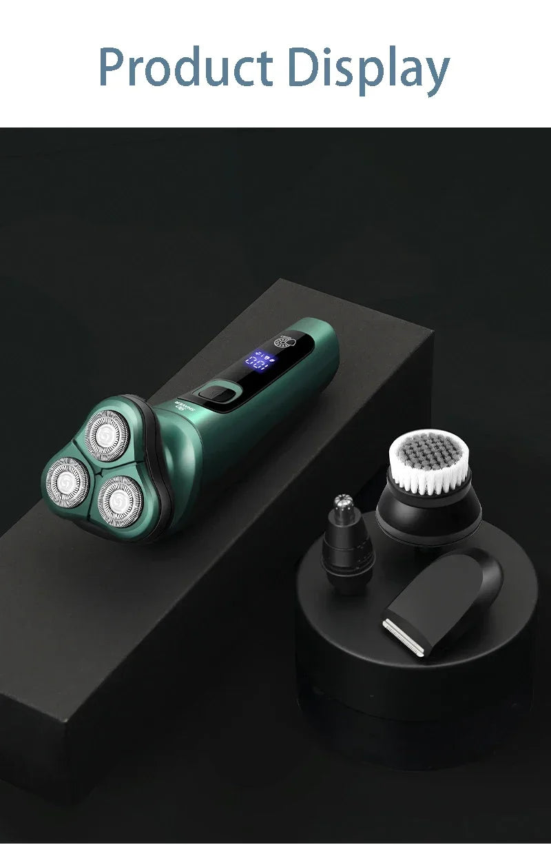 Smart USB Rechargeable LCD Digital Display Three-head Floating Razor