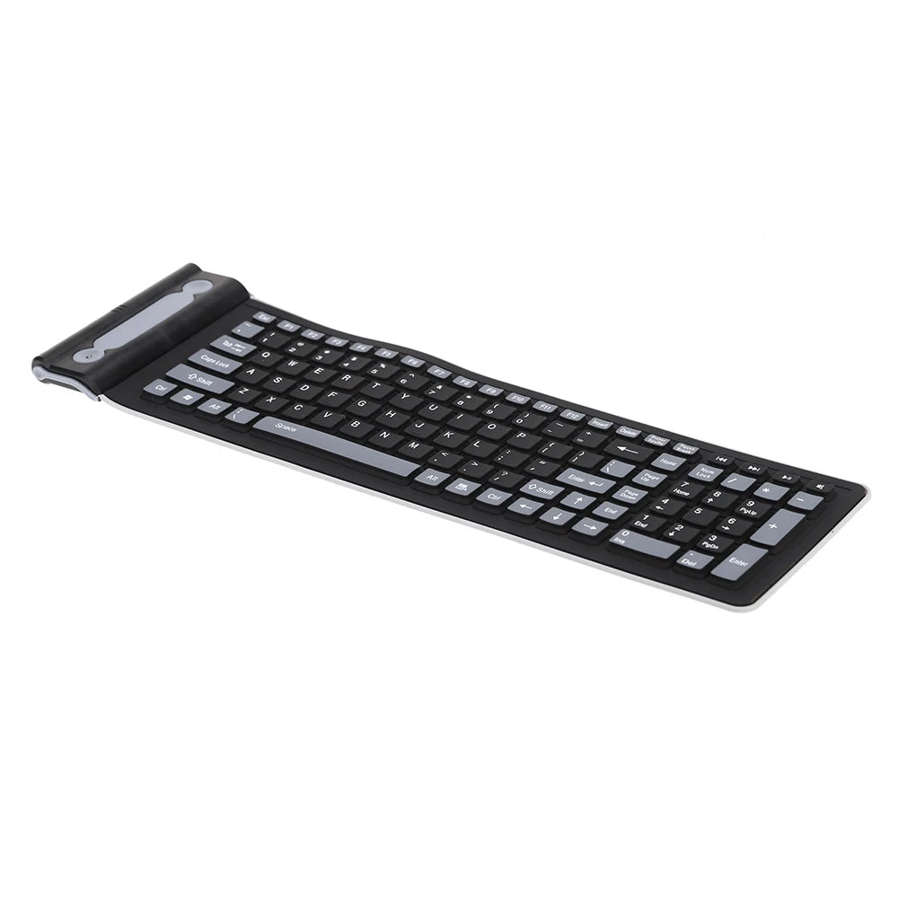 2.4G Wireless Keyboard 107 Keys Portable Folding Soft Silicone Dustproof Keyboard