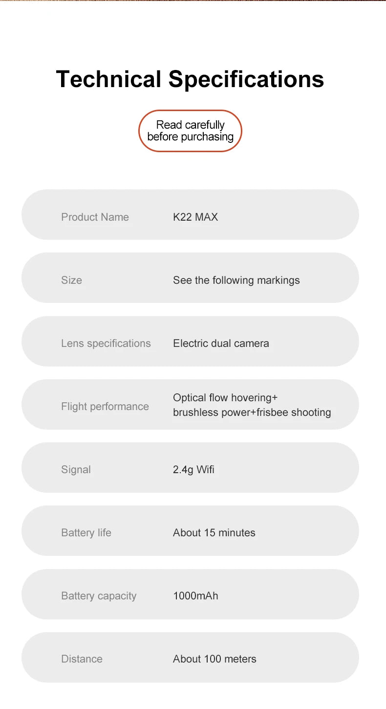 K22 MAX Frisbee Launch Drone with HD Dual Camera Remote Control Quadcopter