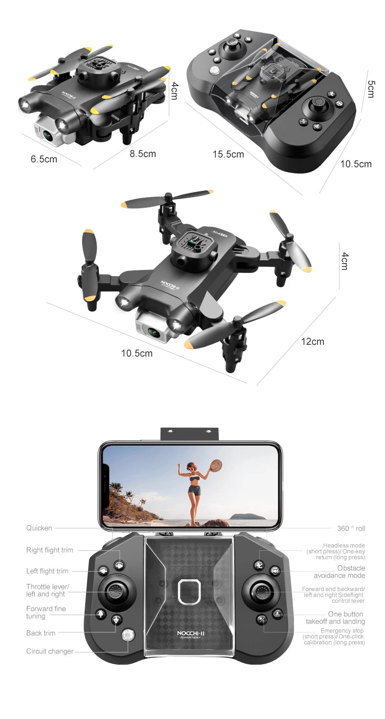 4D-V30 Mini Drone with HD 4K or 1080P Camera Five-sided Obstacle Avoidance Quadcopter