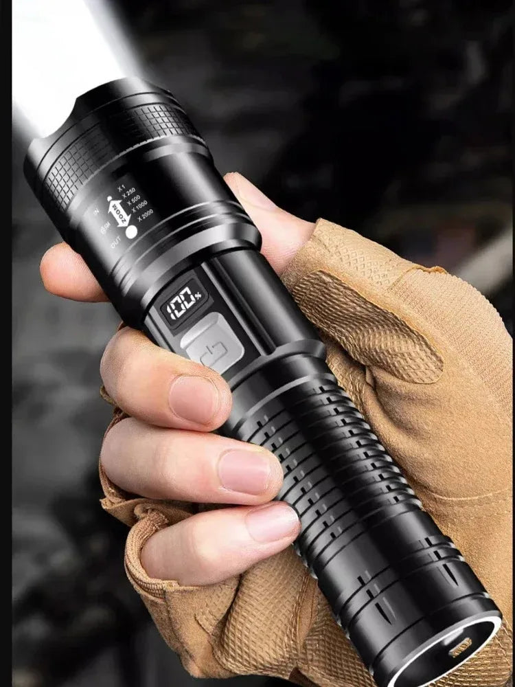 Super Bright LED High Power Long Range Tactical Torch Flashlight USB Rechargeable