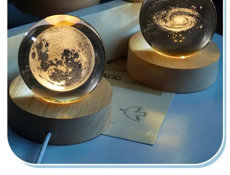 Clear Glass Galaxy Globe Night Light Crystal Ball Lamp