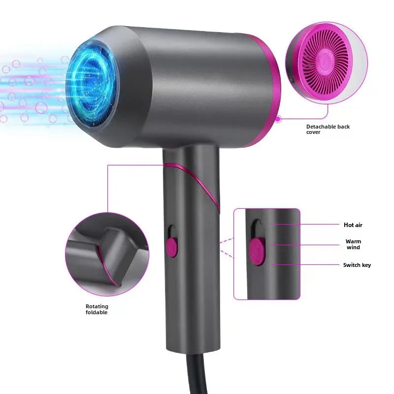 Negative ion blower with Foldable Handle Fast Drying Low Noise Blow Dryer