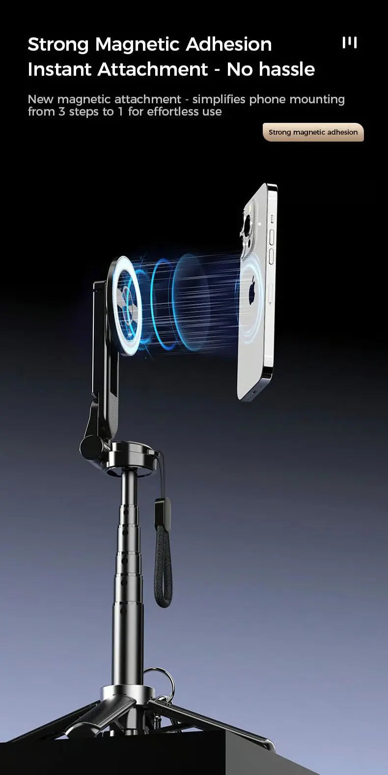 4-in-1 Multifunctional Magnetic mini Selfie Stick with 360° Rotation