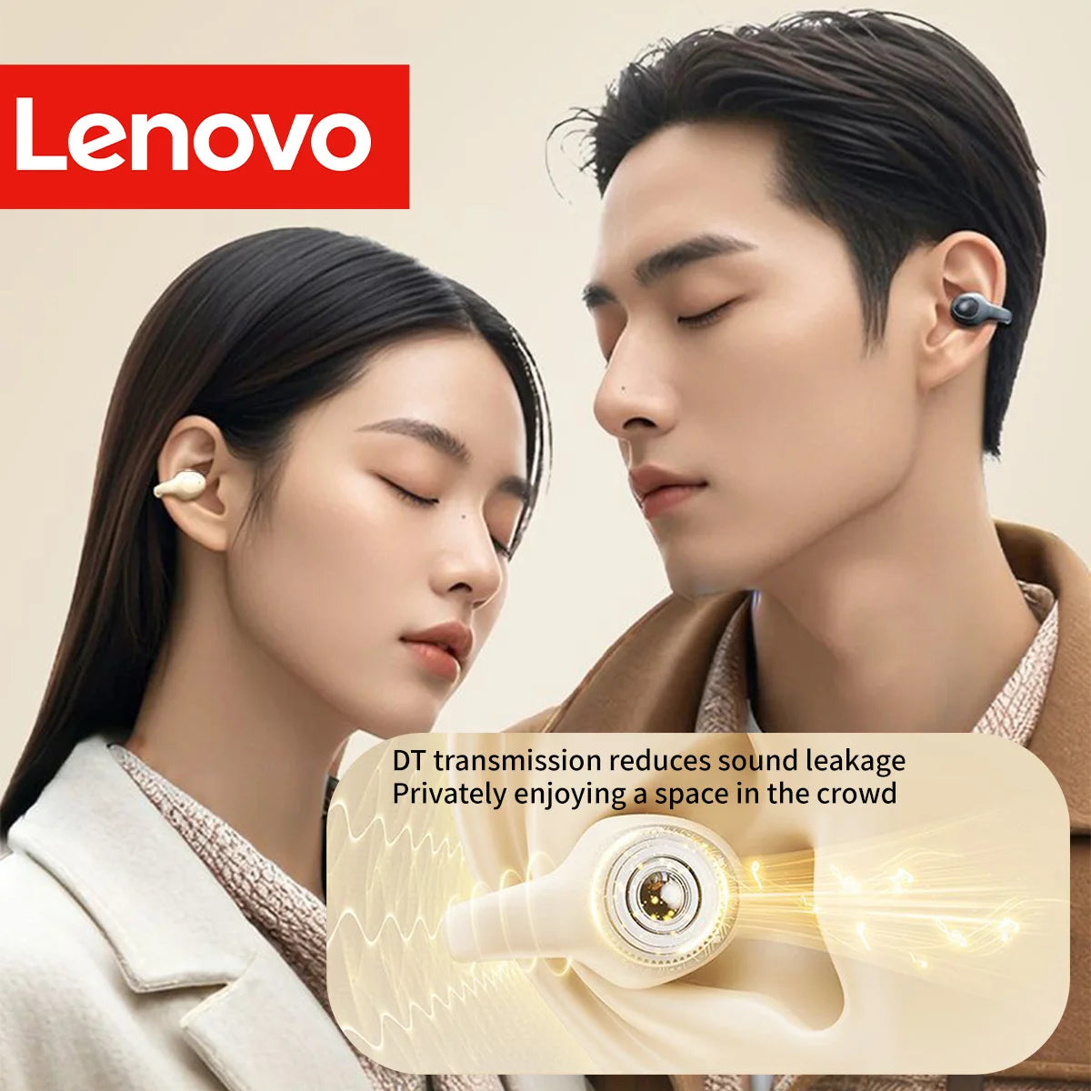 Lenovo Wireless Sport Earbuds Active Noise Cancelling Clip on