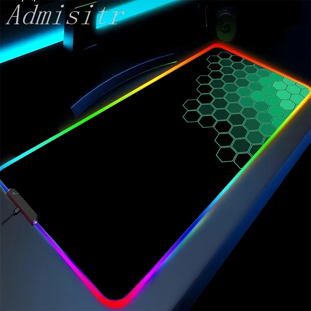 Large Geometric RGB Luminous LED Gamer Mousepad