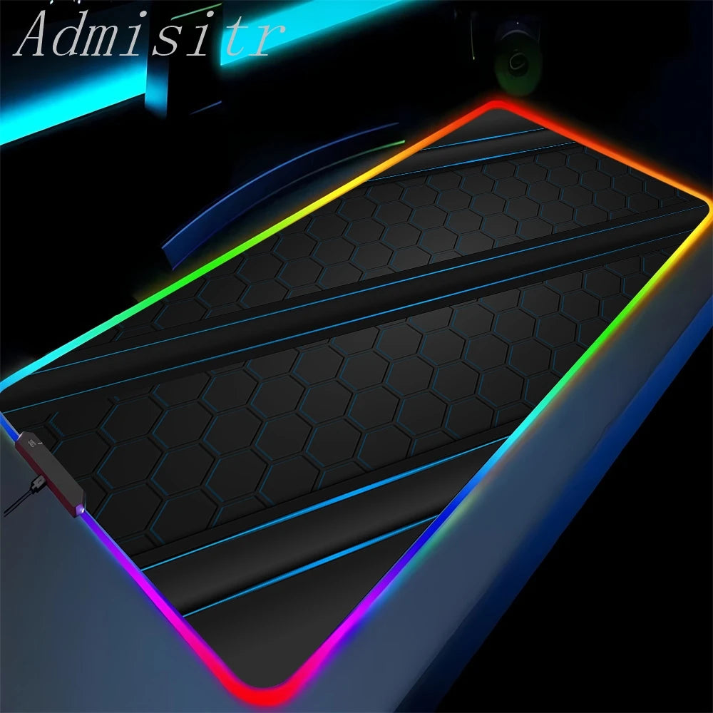 Large Geometric RGB Luminous LED Gamer Mousepad
