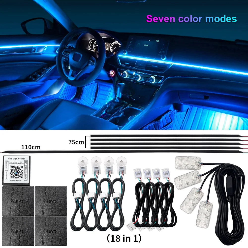 10/14/18-in-1 LED Car Ambient Lights Kit