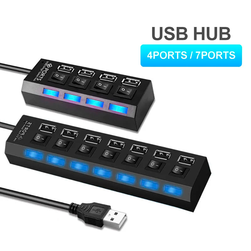 USB HUB 4/7 Port Multiple Expander with ON/OFF Switch