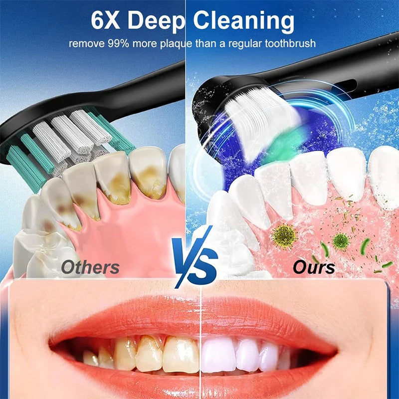 Electric Rechargeable Rotary Toothbrush with 8 Soft Brush Heads