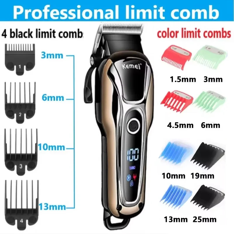 Kemei 1990 professional men's hair clipper with LCD display