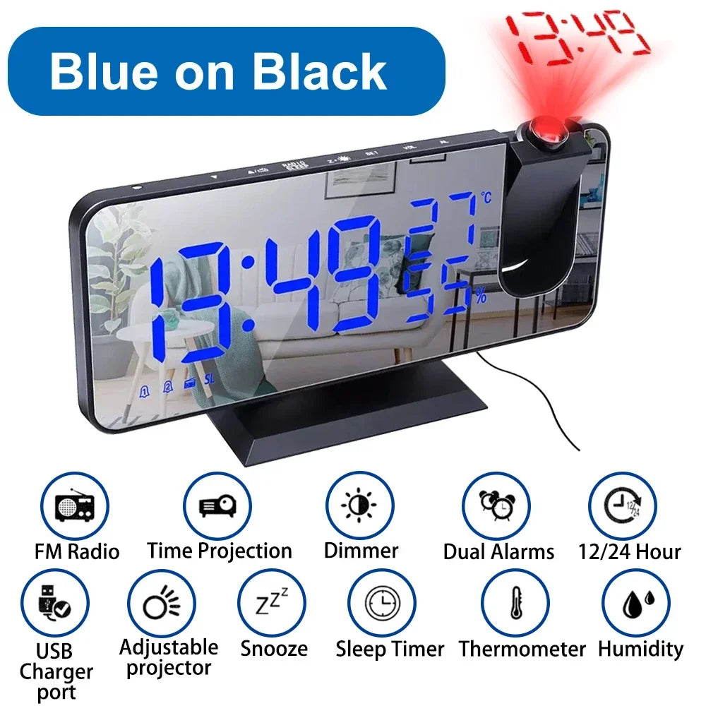 LED Digital Ceiling Projection Alarm Clock with FM Radio