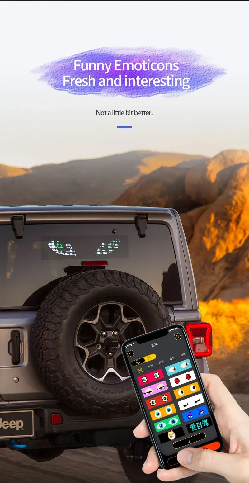 Car Windshield Animated LED Devil's Eye Flexible Folding Screen