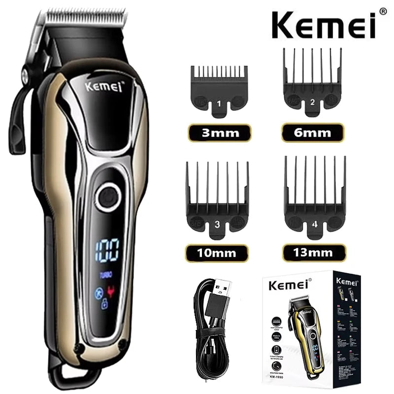 Kemei 1990 professional men's hair clipper with LCD display