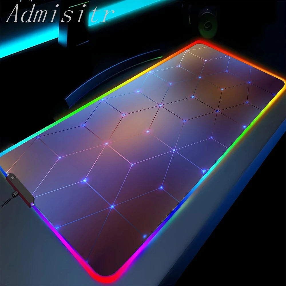 Large Geometric RGB Luminous LED Gamer Mousepad