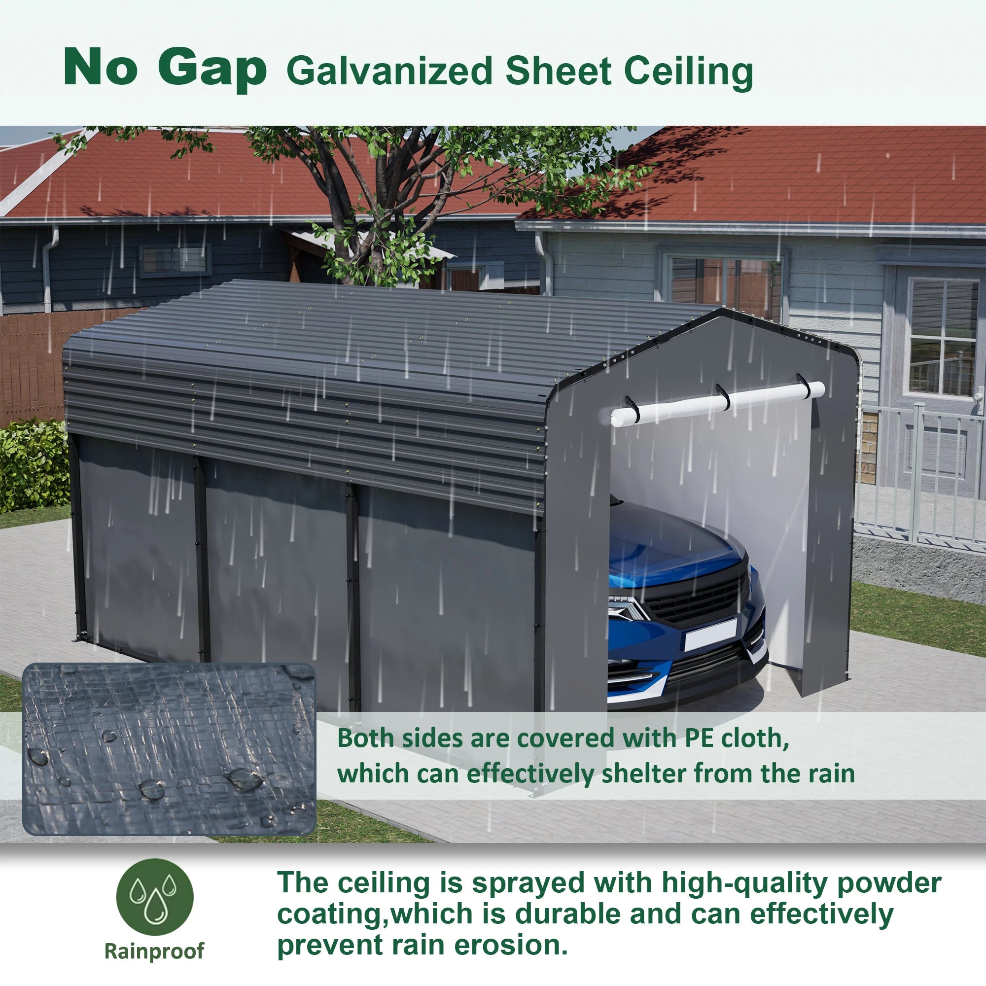 10x15FT Heavy-Duty Metal Carport