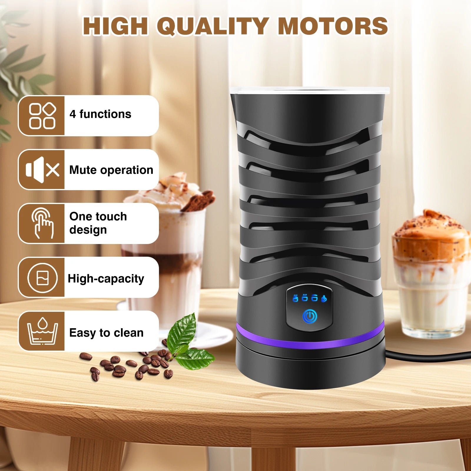 DayPlus 4-in-1 Electric Milk Frother & Steamer