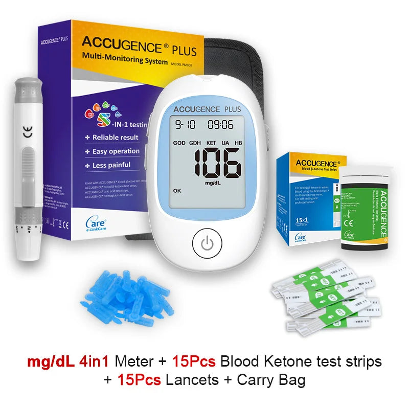 4 in 1 Multifunction Monitor Hemoglobin Blood Ketone Glucose Uric Acid Meter