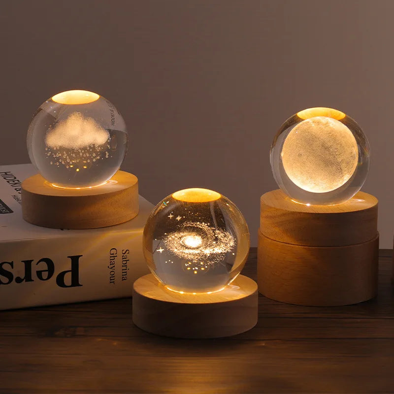 Clear Glass Galaxy Globe Night Light Crystal Ball Lamp