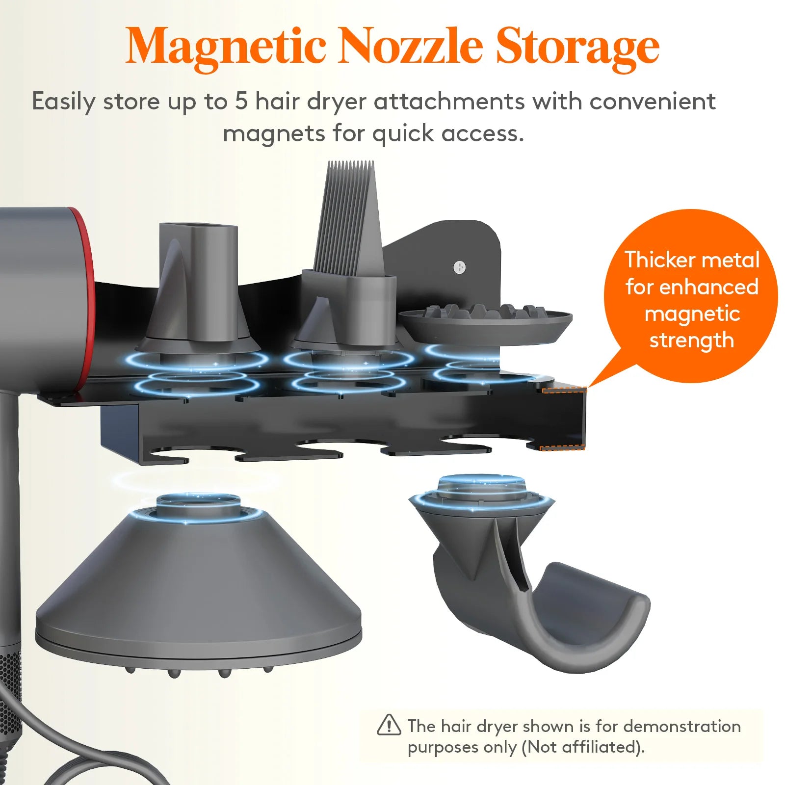 Wall Mounted Hair Dryer Holder and Tool Organizer for Dyson Hair Dryer