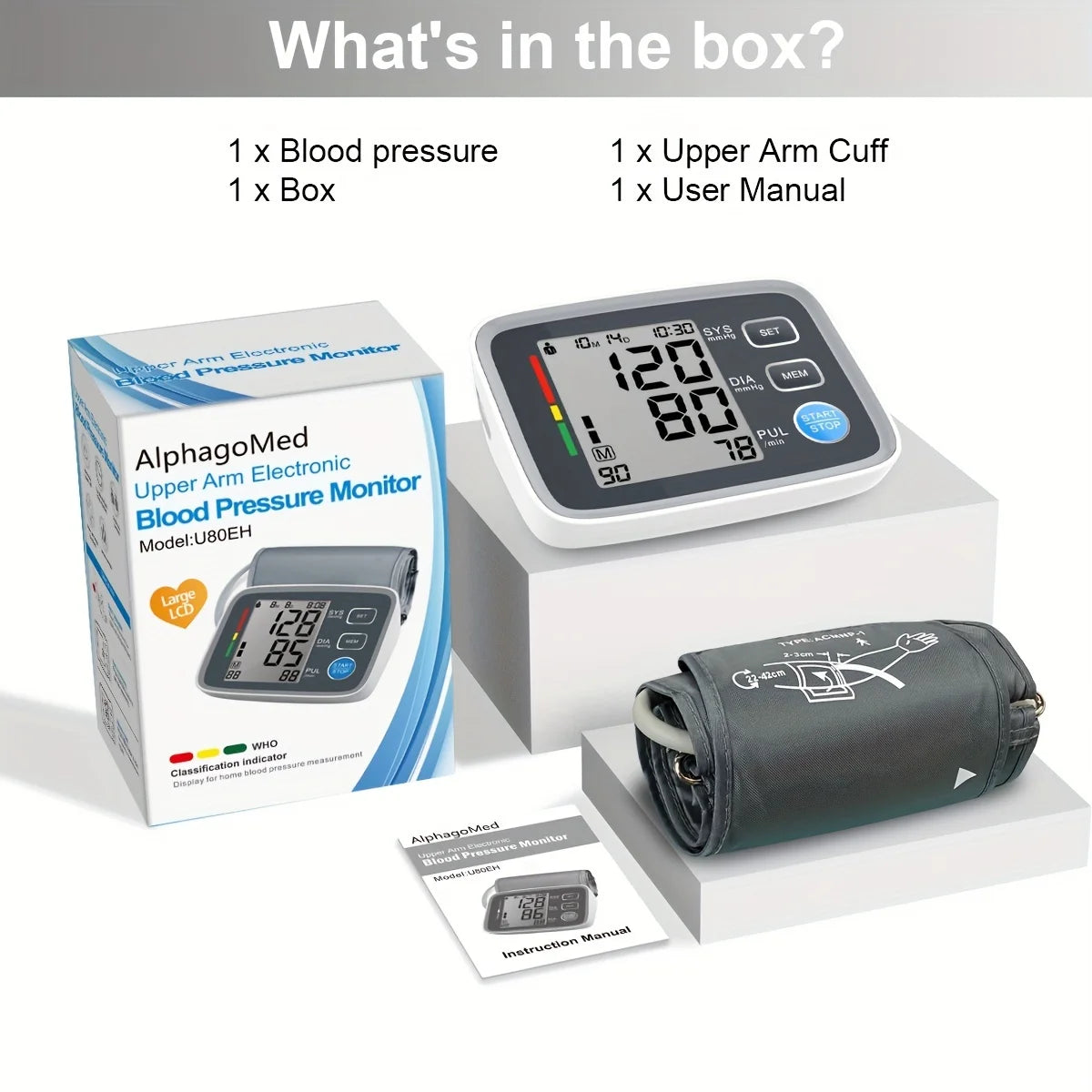 Adjustable cuff automatic digital upper arm blood pressure monitor