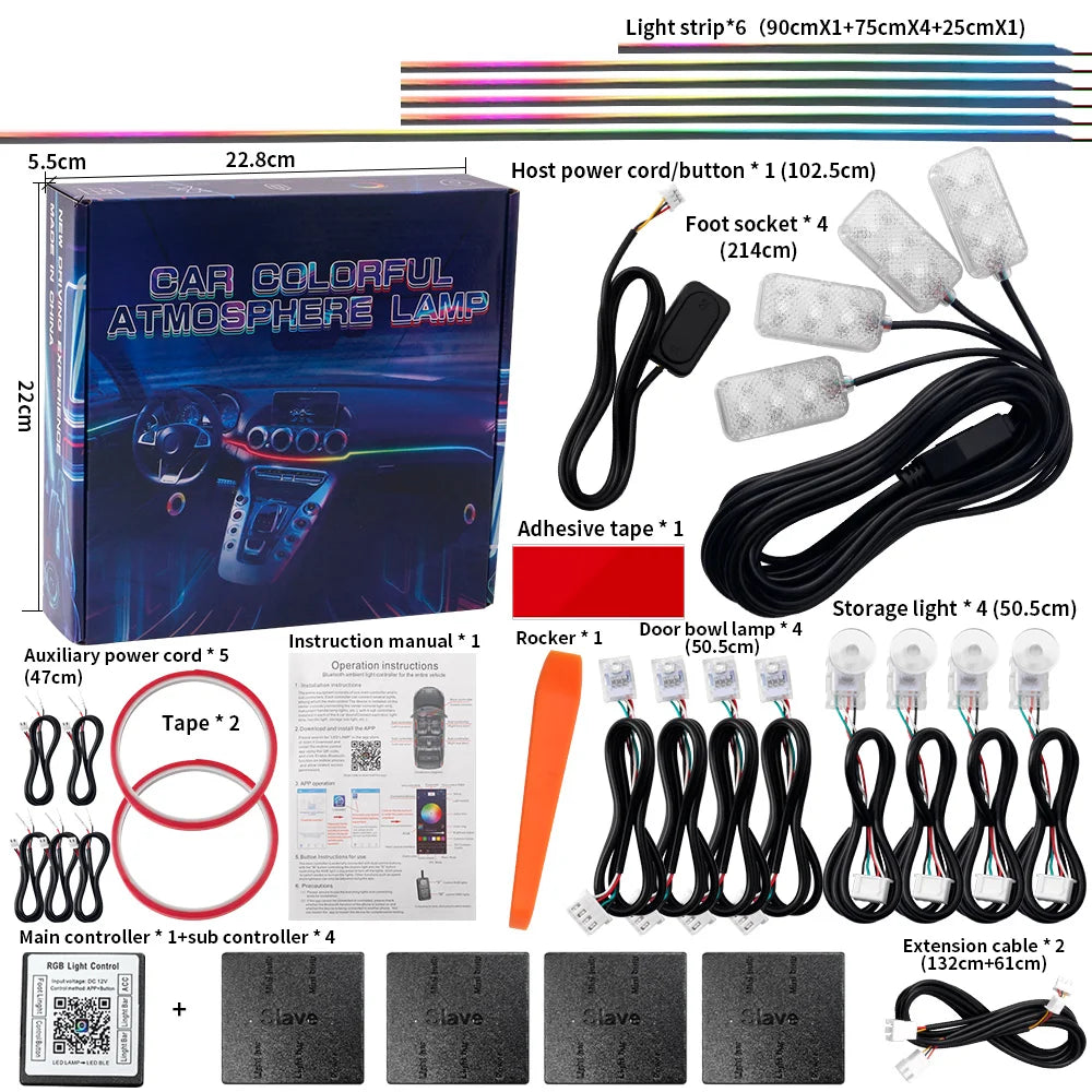 10/14/18-in-1 LED Car Ambient Lights Kit