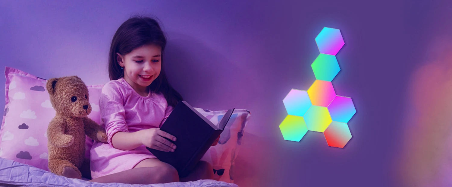 RGB Smart Hexagonal Color changing Ambient Night Light Music Rhythm Wall Lamp