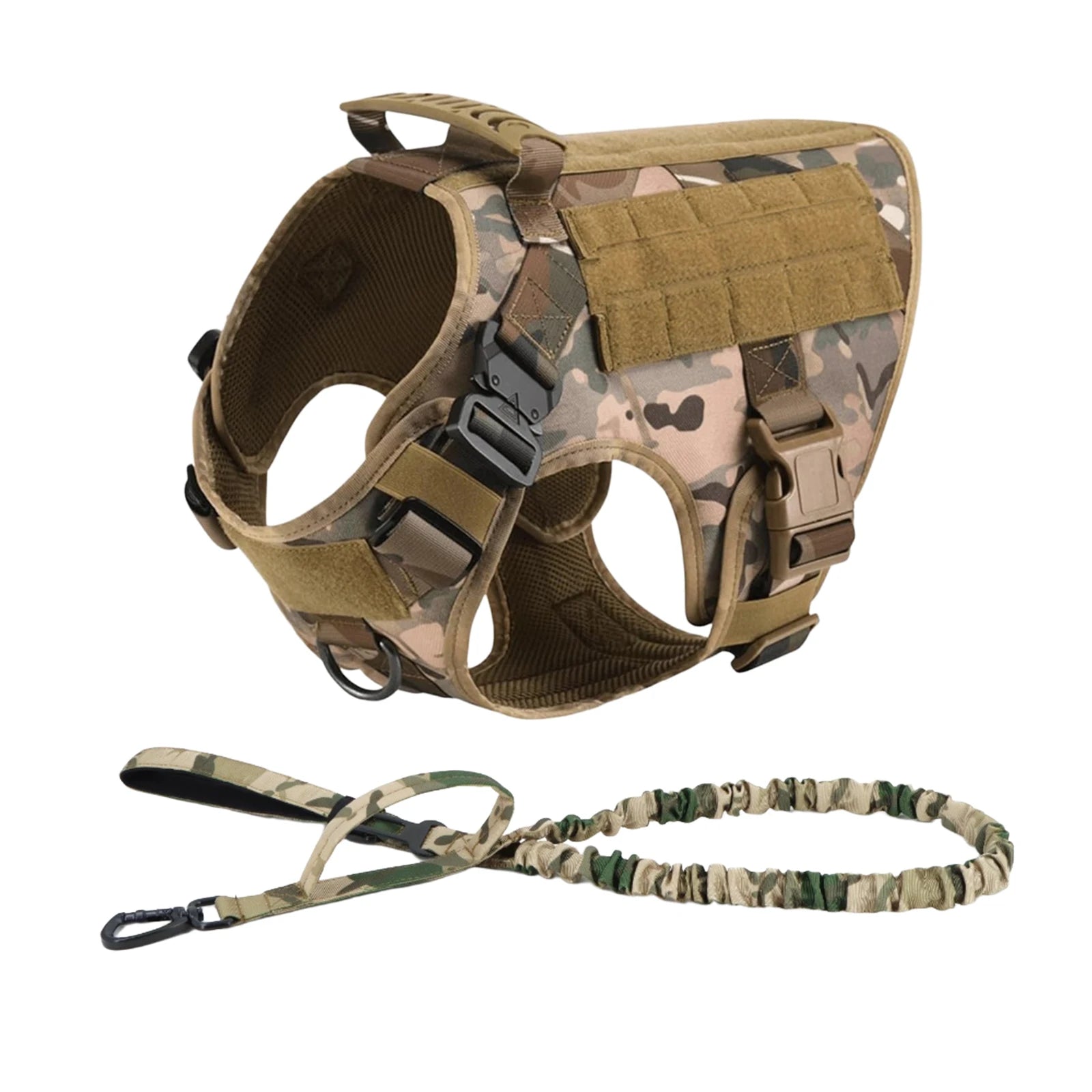 Tactical Dog Walking Vest Harness Collar Leash Molle Pouches