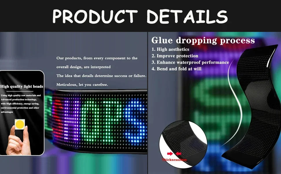 Car Windshield Animated LED Devil's Eye Flexible Folding Screen