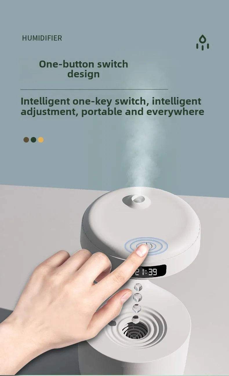 Anti-Gravity Ultrasonic Humidifier with Dual Power-Off Protection