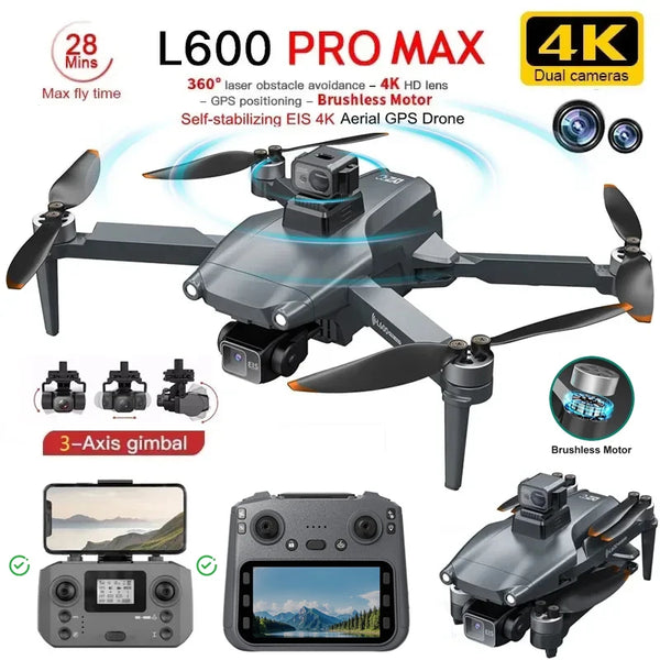 L600 Pro MAX 4K or 8K 3-Axis Gimbal GPS and Obstacle Avoidance 5G WIFI Quadcopter Drone