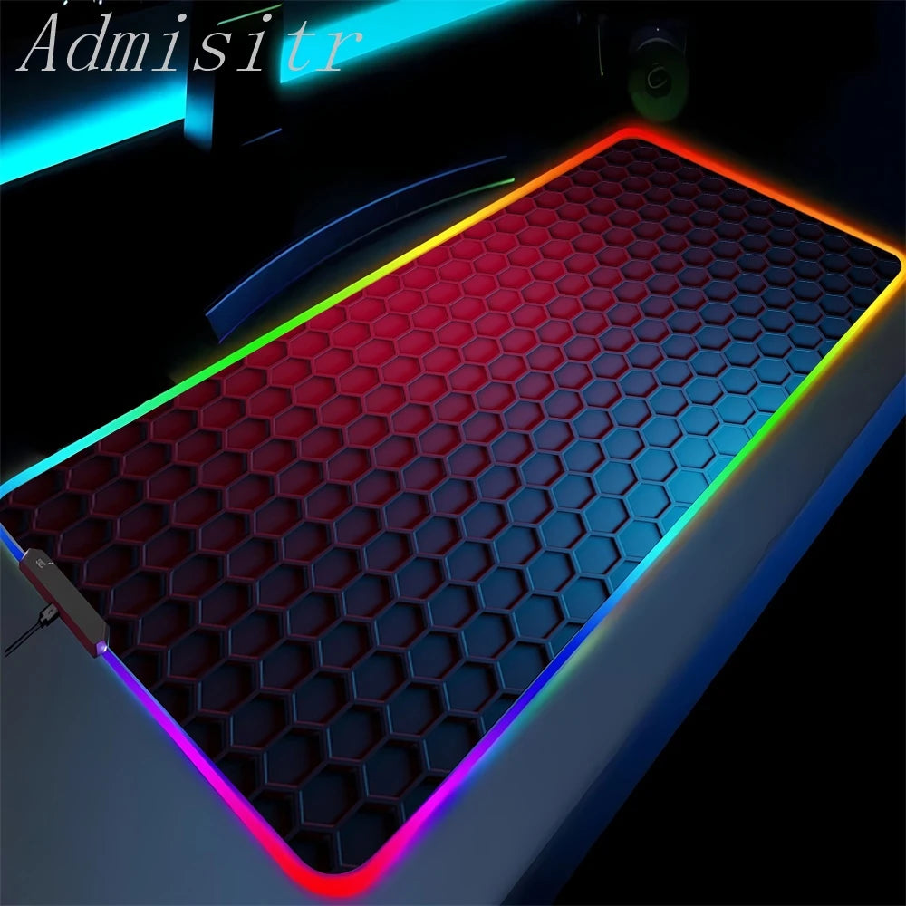 Large Geometric RGB Luminous LED Gamer Mousepad