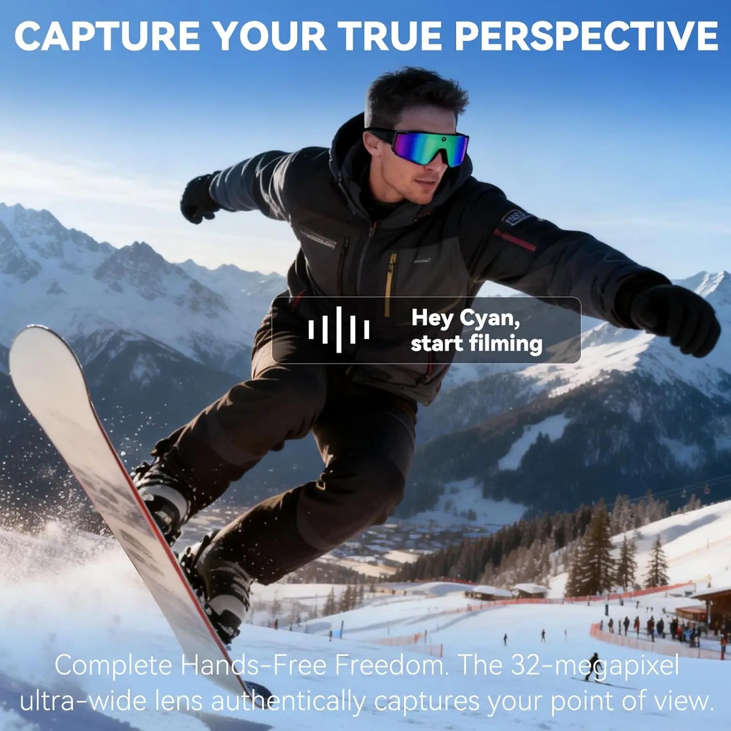 2026 Smart Sport Goggles 800W HD Anti-shake Action Camera Surroud Sound