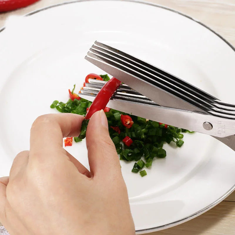Kitchen Multi-Layer Multi-functional Stainless Steel Scallion Scissors