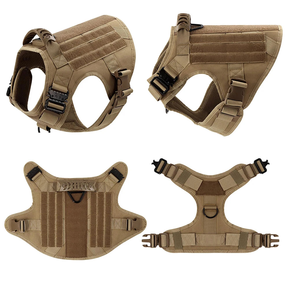 Tactical Dog Walking Vest Harness Collar Leash Molle Pouches