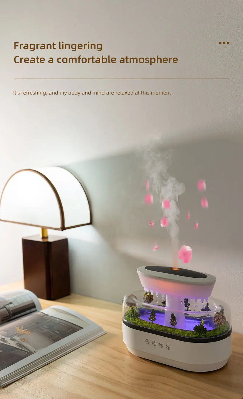 Raindrop Air Humidifier Colorful Light White Noise Essemtial Oil Diffuser