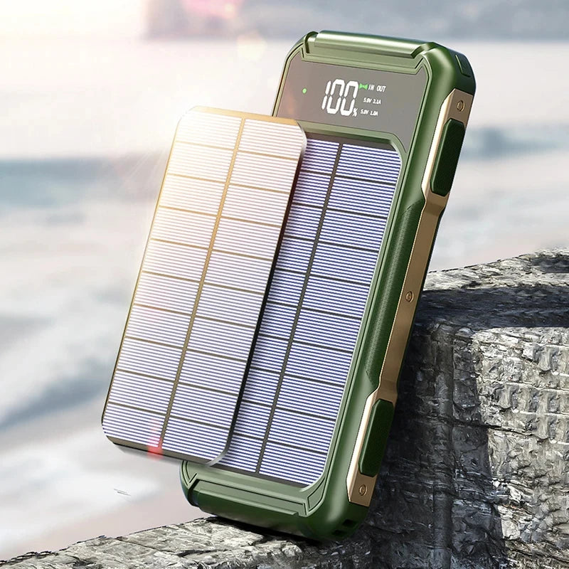 200000mah Ultra Capacity Solar Mobile Power Bank Fast Charging 4-in-1 Built In Cable