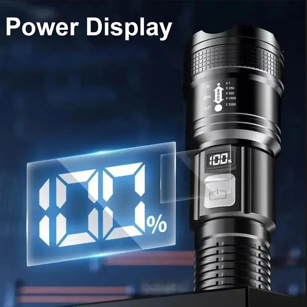 Super Bright LED High Power Long Range Tactical Torch Flashlight USB Rechargeable