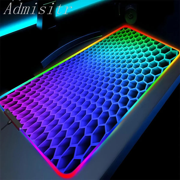 Large Geometric RGB Luminous LED Gamer Mousepad