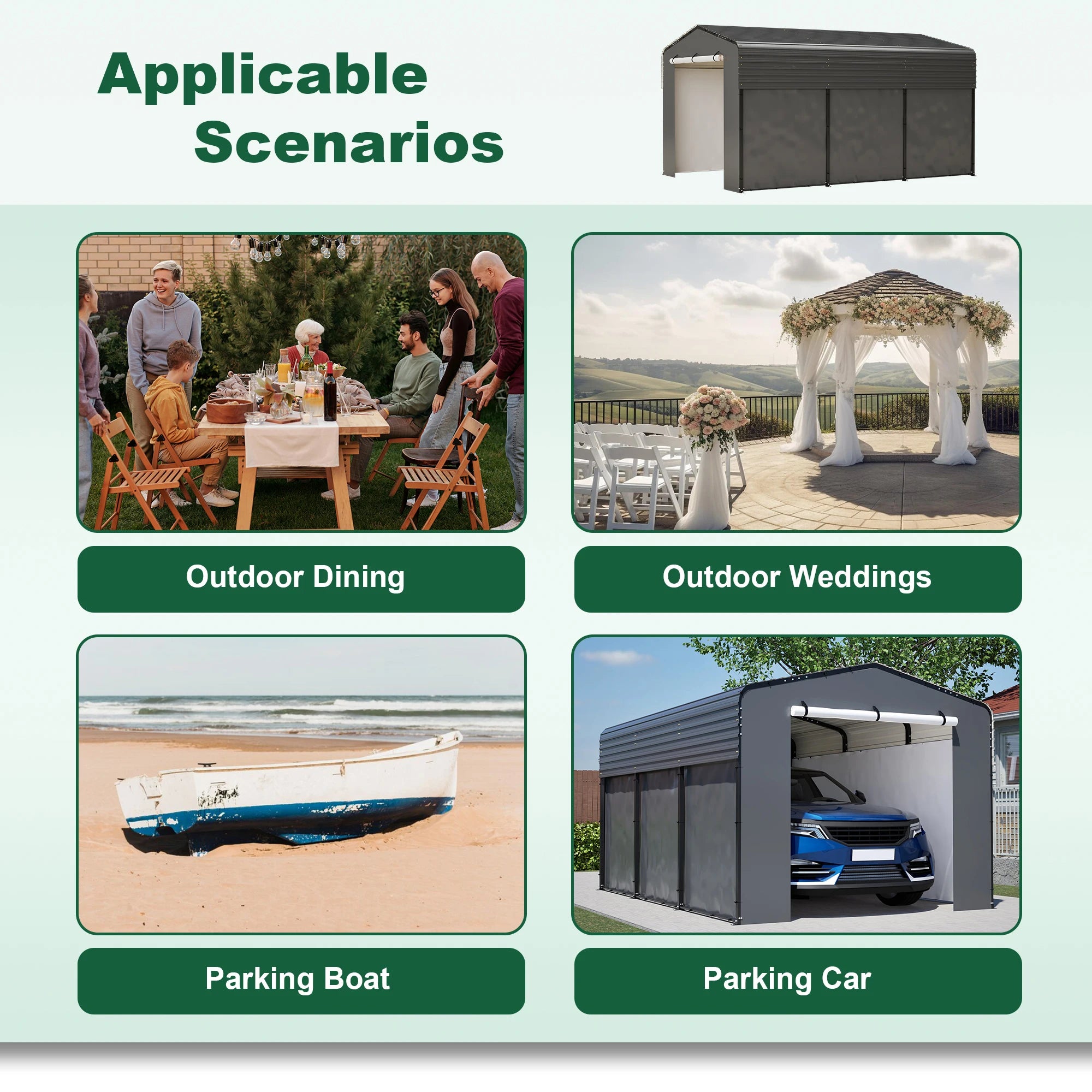 10x15FT Heavy-Duty Metal Carport