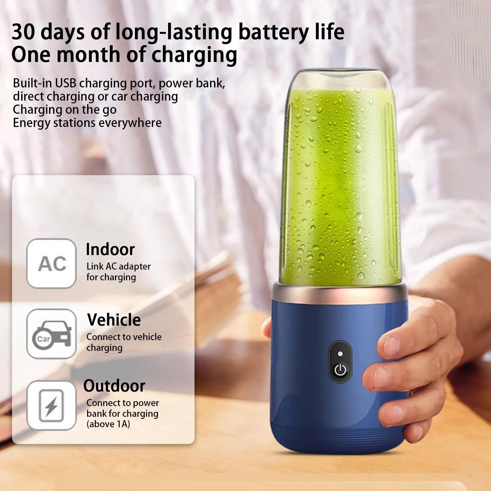 Rechargeable 6 Blades Electric Portable Juicer Cup Mixer