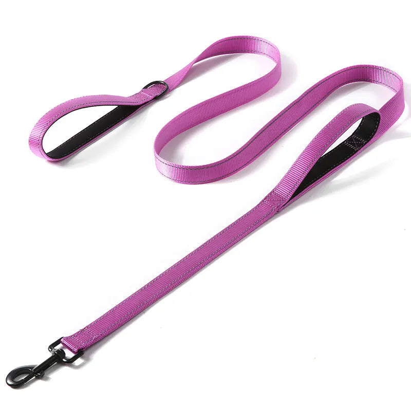 1.2/1.5/1.8m Heavy Duty Double Handle Nylon Dog Leash
