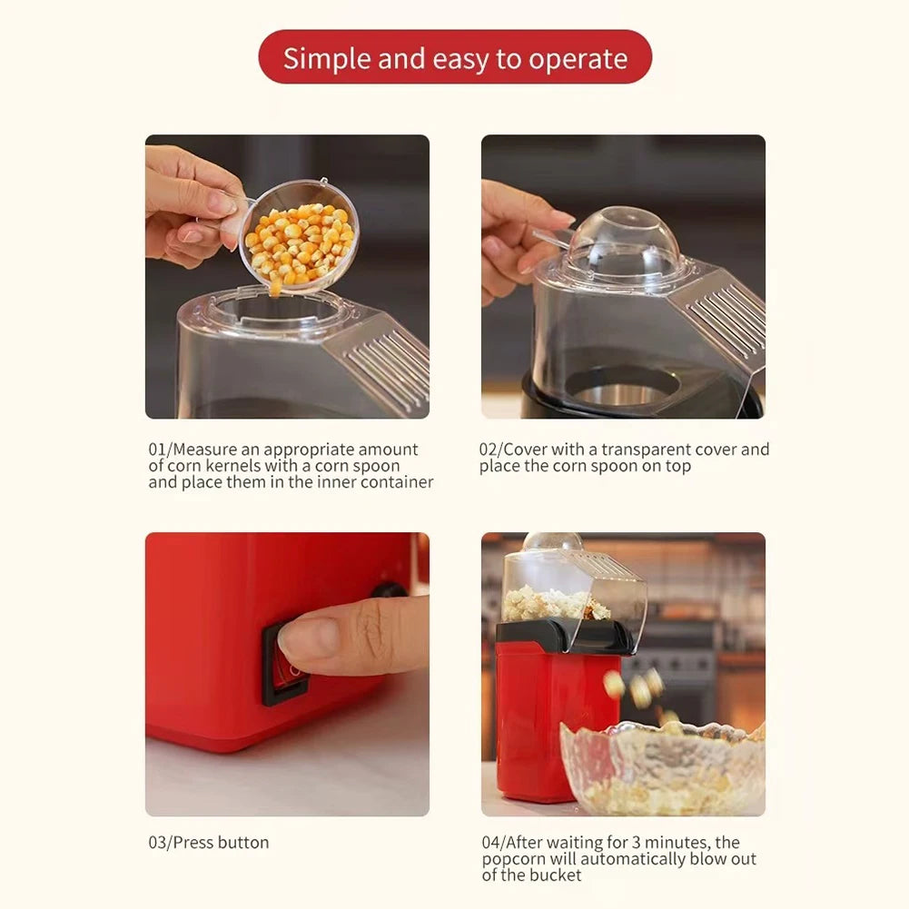 1200w Hot Air Popcorn maker Includes Measuring Cup