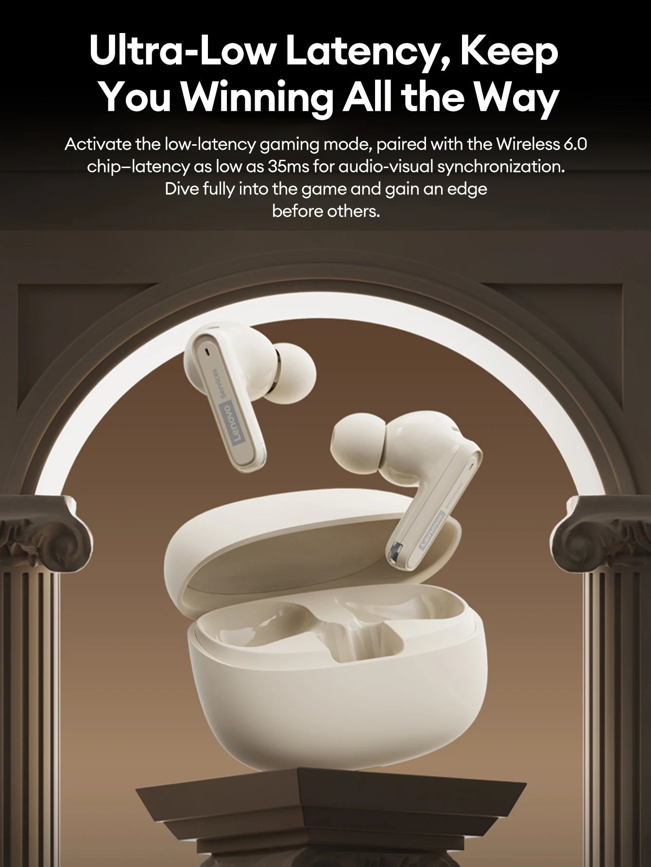 Lenovo LE216 Bluetooth 6.0 In-Ear Earphones Active Noise Cancellation Earbuds