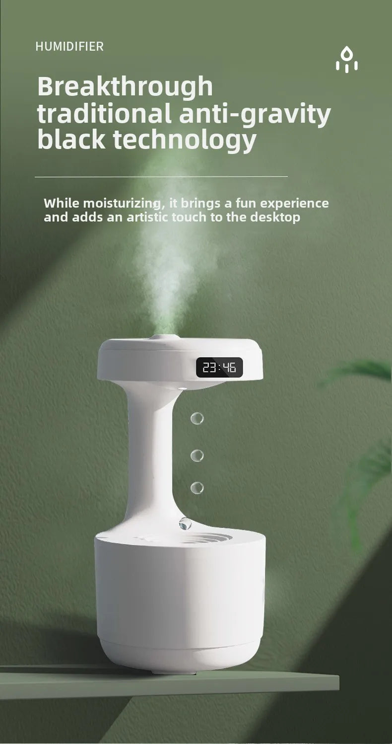 Anti-Gravity Ultrasonic Humidifier with Dual Power-Off Protection