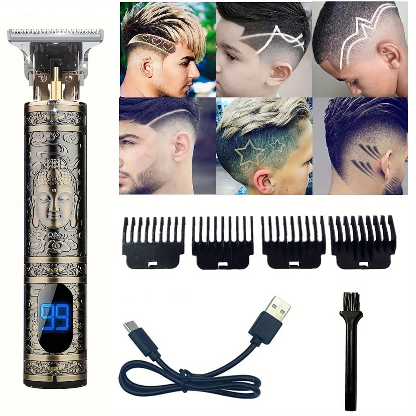 LCD Electric Rechargeable Sculpture Shaver And Hair Clipper For Men