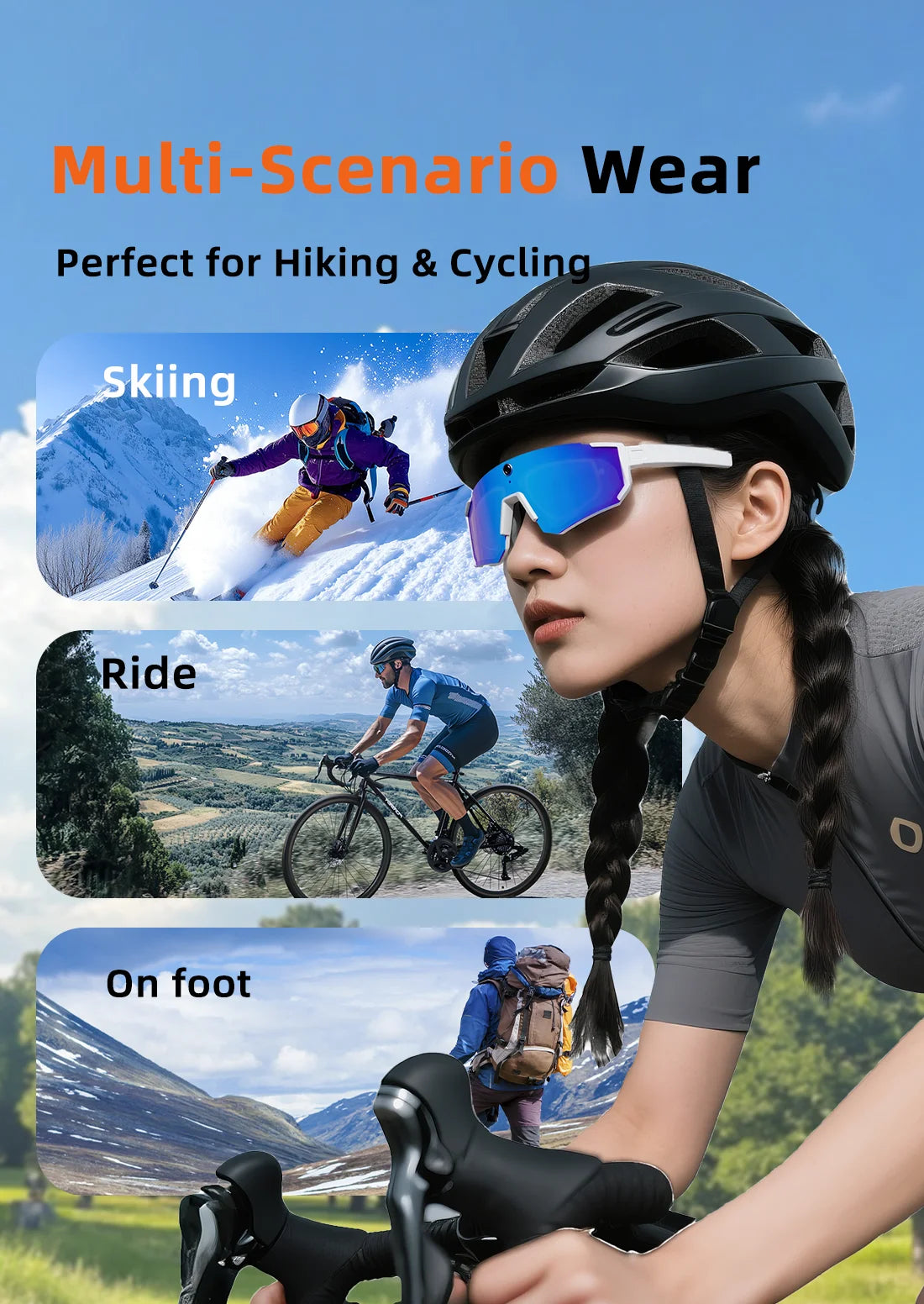 2026 Smart Sport Goggles 800W HD Anti-shake Action Camera Surroud Sound